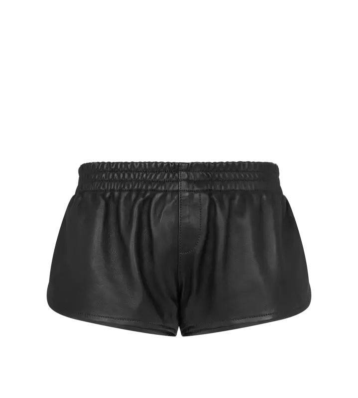 MINI LEATHER RUNNER SHORTS BLACK online